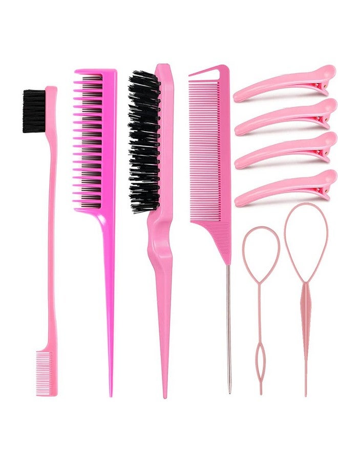 MISSUHUI Hair Styling Tool Set: Combs, Triple Teasing Brush, Edge Brush, Rat Tail Combs, Braid Loop with Clips for Women, Girls, Kids and Stylists - Image 1