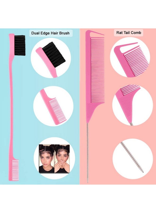 MISSUHUI Hair Styling Tool Set: Combs, Triple Teasing Brush, Edge Brush, Rat Tail Combs, Braid Loop with Clips for Women, Girls, Kids and Stylists - Image 5