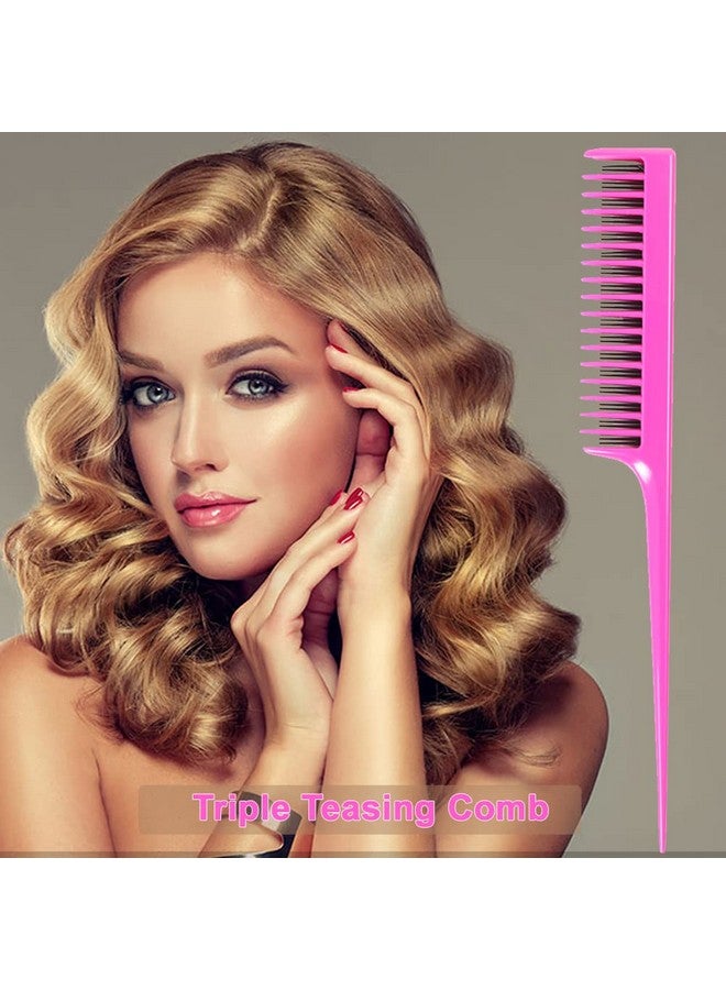 MISSUHUI Hair Styling Tool Set: Combs, Triple Teasing Brush, Edge Brush, Rat Tail Combs, Braid Loop with Clips for Women, Girls, Kids and Stylists - Image 4