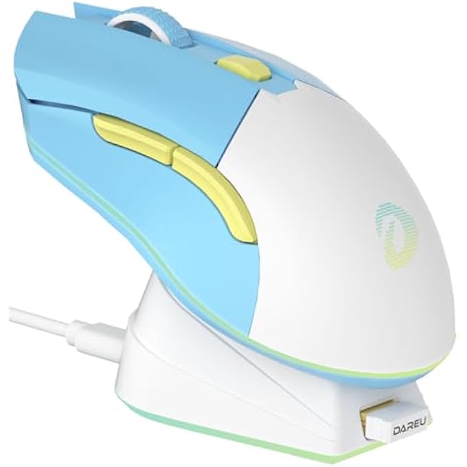 DAREU EM901X WIRELESS GAMING MOUSE WITH CHARGING DOCK RECHARGEABLE RGB,12K DPI,7 PROGRAMMABLE BUTTONS HIGH-PRECISION SENSOR [300IPS] [1000HZ] FOR PC NOTEBOOK MAC - Image 1