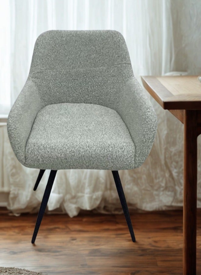 SMART HOME Dining Chair Set Consisting Of Two Chairs, A Comfortable And Modern Padded Chair For The Living Room, A Luxurious Dining Chair With A Modern And Comfortable Design - High-Quality Fabric Upholstery In Light Grey Color - Durable Metal Legs In Black - Ideal For Dining Rooms, Restaurants, And Cafes  - Image 5