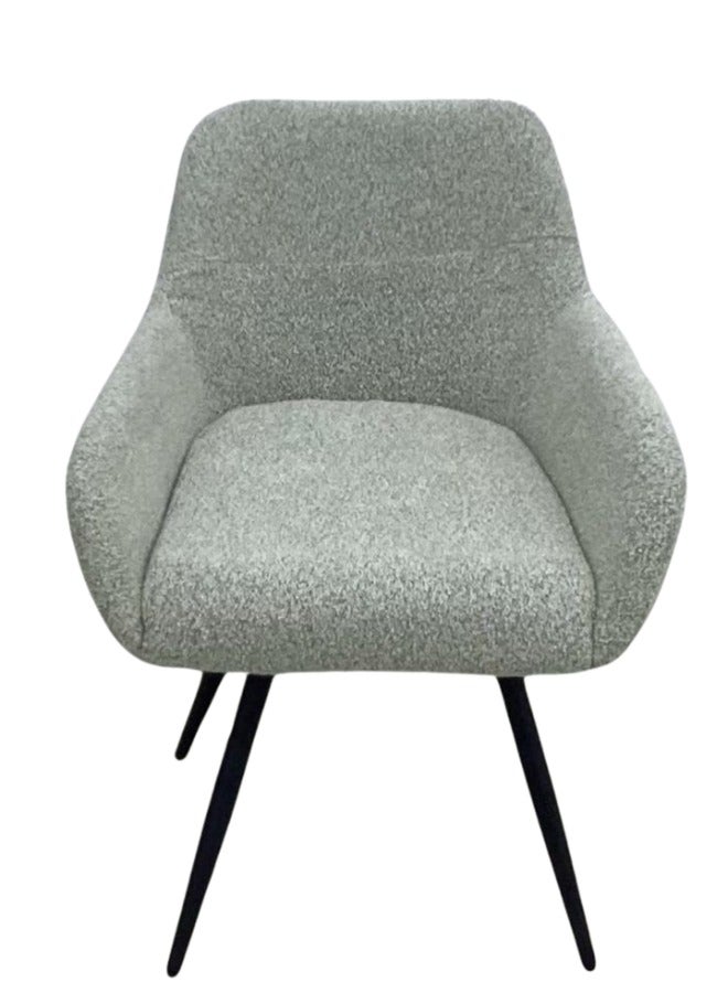 SMART HOME Dining Chair Set Consisting Of Two Chairs, A Comfortable And Modern Padded Chair For The Living Room, A Luxurious Dining Chair With A Modern And Comfortable Design - High-Quality Fabric Upholstery In Light Grey Color - Durable Metal Legs In Black - Ideal For Dining Rooms, Restaurants, And Cafes  - Image 2