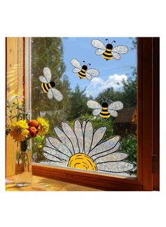 Excefore Adorable Bees Style Glass Sticker, 3 Pcs Bee Floral Window Stickers Art Decor, Honeybee Wall Window Decals, Window Clings for Glass Windows Removable DIY Sticker for Spring Summer Party Supplies  - Image 2
