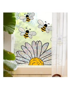 Excefore Adorable Bees Style Glass Sticker, 3 Pcs Bee Floral Window Stickers Art Decor, Honeybee Wall Window Decals, Window Clings for Glass Windows Removable DIY Sticker for Spring Summer Party Supplies  - Image 4