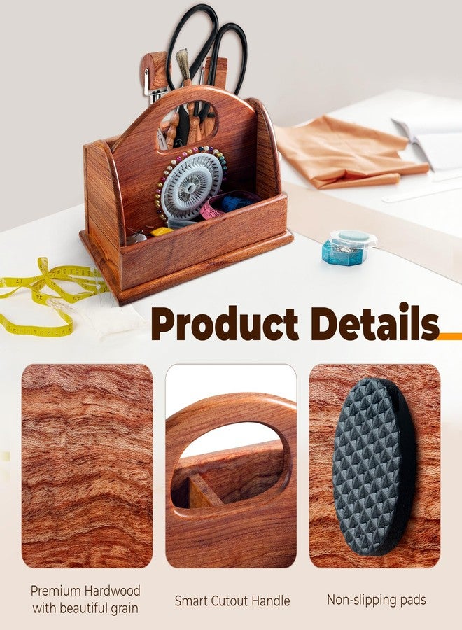 Savina Wooden Sewing Box - Handmade Rustic Storage Organizer for Craftsmen and Quilters, Perfect for Small Tools (BOX ONLY) (Small) - Image 3