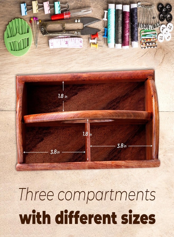 Savina Wooden Sewing Box - Handmade Rustic Storage Organizer for Craftsmen and Quilters, Perfect for Small Tools (BOX ONLY) (Small) - Image 5