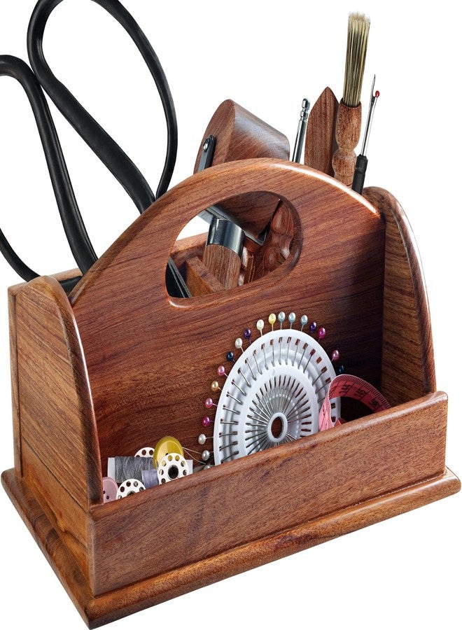 Savina Wooden Sewing Box - Handmade Rustic Storage Organizer for Craftsmen and Quilters, Perfect for Small Tools (BOX ONLY) (Small) - Image 1