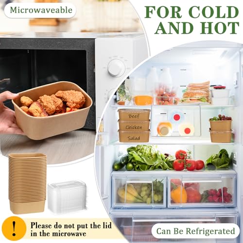 Maxdot 50 Pack 25 oz Disposable Food Containers with Lids Paper Food Containers Bowls for Meal Prep, Salad, Ice Cream, Yogurt, Soup Bowls Party Leftover Box - Image 4