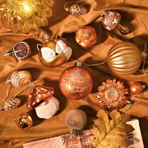 Valery Madelyn Fall Tree Ornaments for Home 50ct Shatterproof Fall Tree Decorations Orange Hanging Ball Gnome Decor for Harvest Thanksgiving Autumn - Image 3