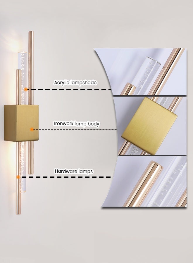 YATAI LIGHTING YATAI Modern LED Wall Light 10W, 50cm Gold Wall Lamp with 3-Color Dimming (3000K-6000K), Acrylic Cover & Metal Base, Adjustable Brightness for Bedroom, Dining Room, Hallway, Mirror Side - Image 4