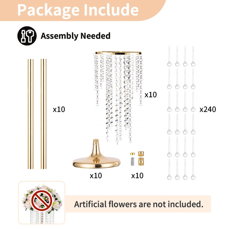 NUPTIO Gold Vases for Centerpieces Wedding - 10 Pcs 21.7in Tall Vase Centerpieces for Tables - Chandelier Flower Stand Bulk - Image 4