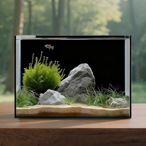 Wonderfactory 3 Gallon Glass Fish Tank Cube, Small Aquarium Fish Bowl for Betta Goldfish Snails Shrimp Aquatic Planting, Easy to Maintain Ultra Clear Rimless Design for Desktop Small Spaces - Image 1