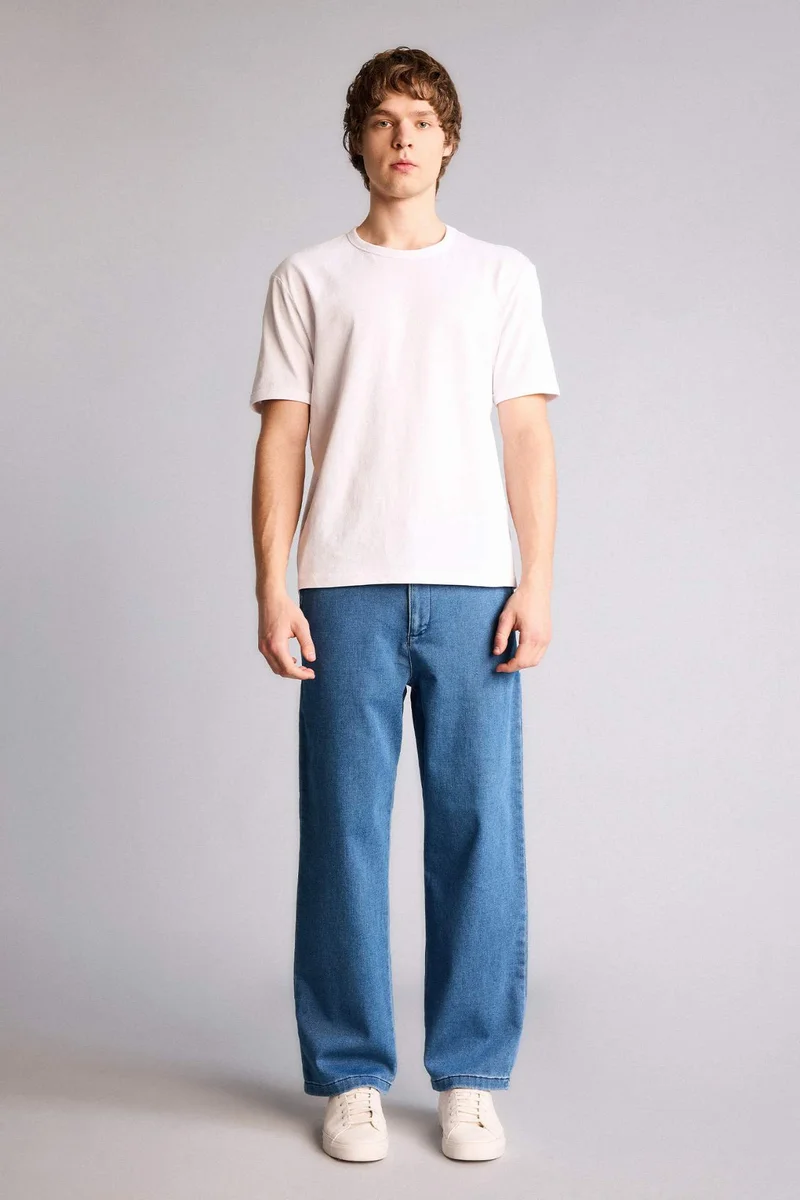 Soft Textured Wide Leg Jeans