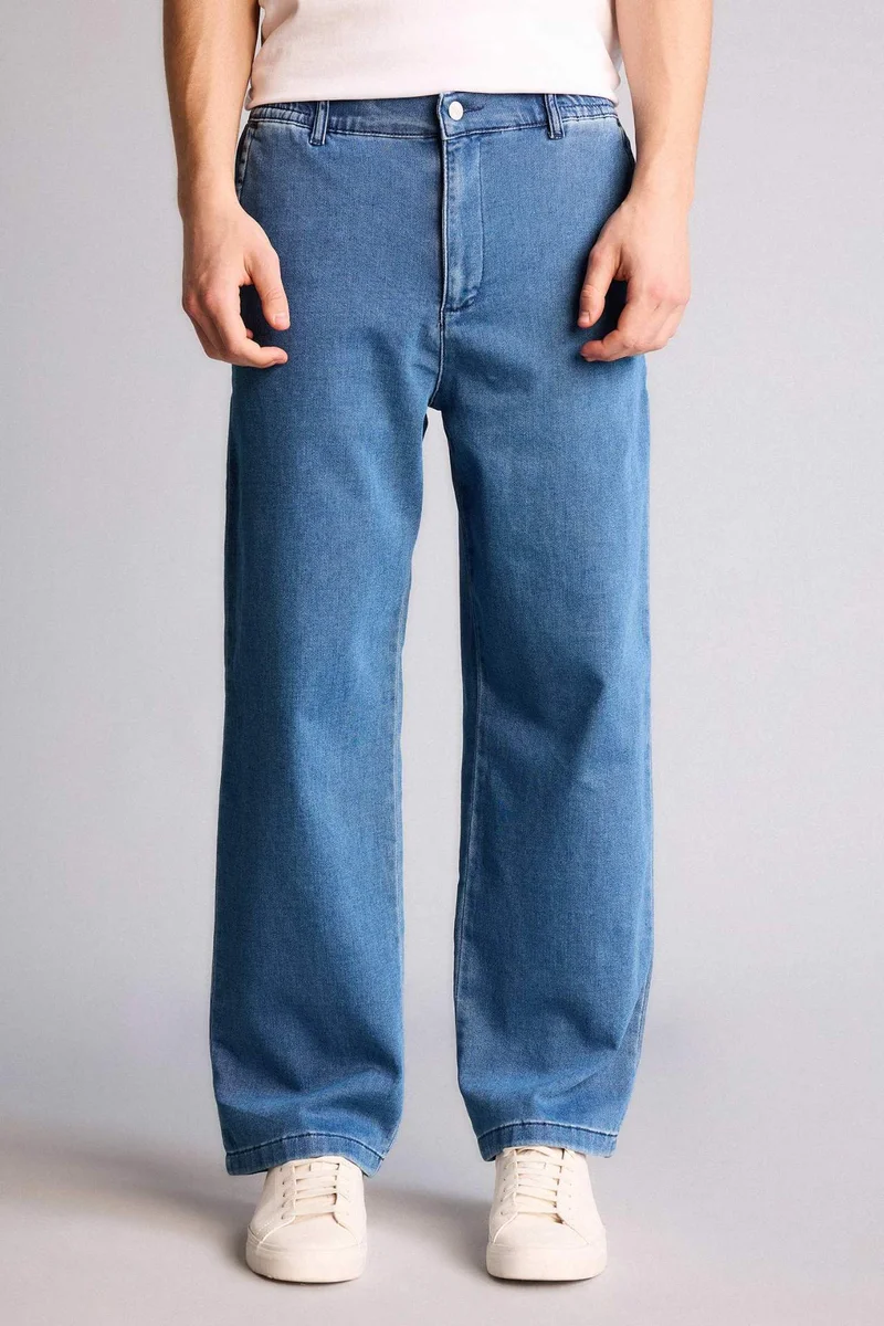 Defacto  Soft Textured Wide Leg Jeans for Men | Best Price UAE
