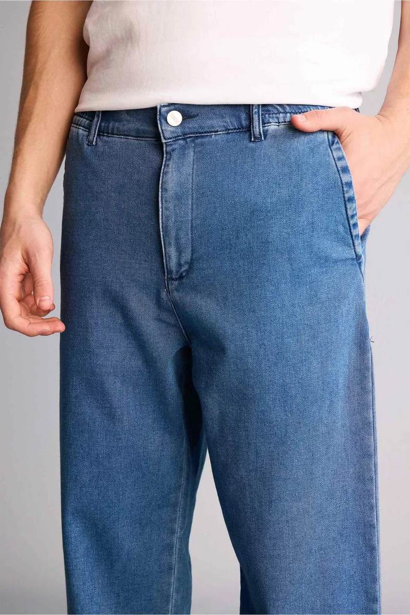 Defacto  Soft Textured Wide Leg Jeans for Men | Best Price UAE