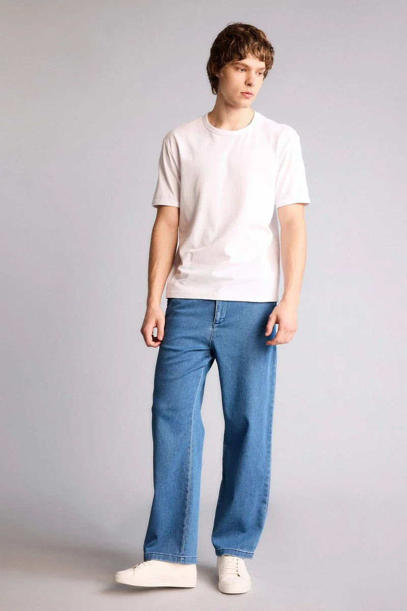 Defacto  Soft Textured Wide Leg Jeans for Men | Best Price UAE