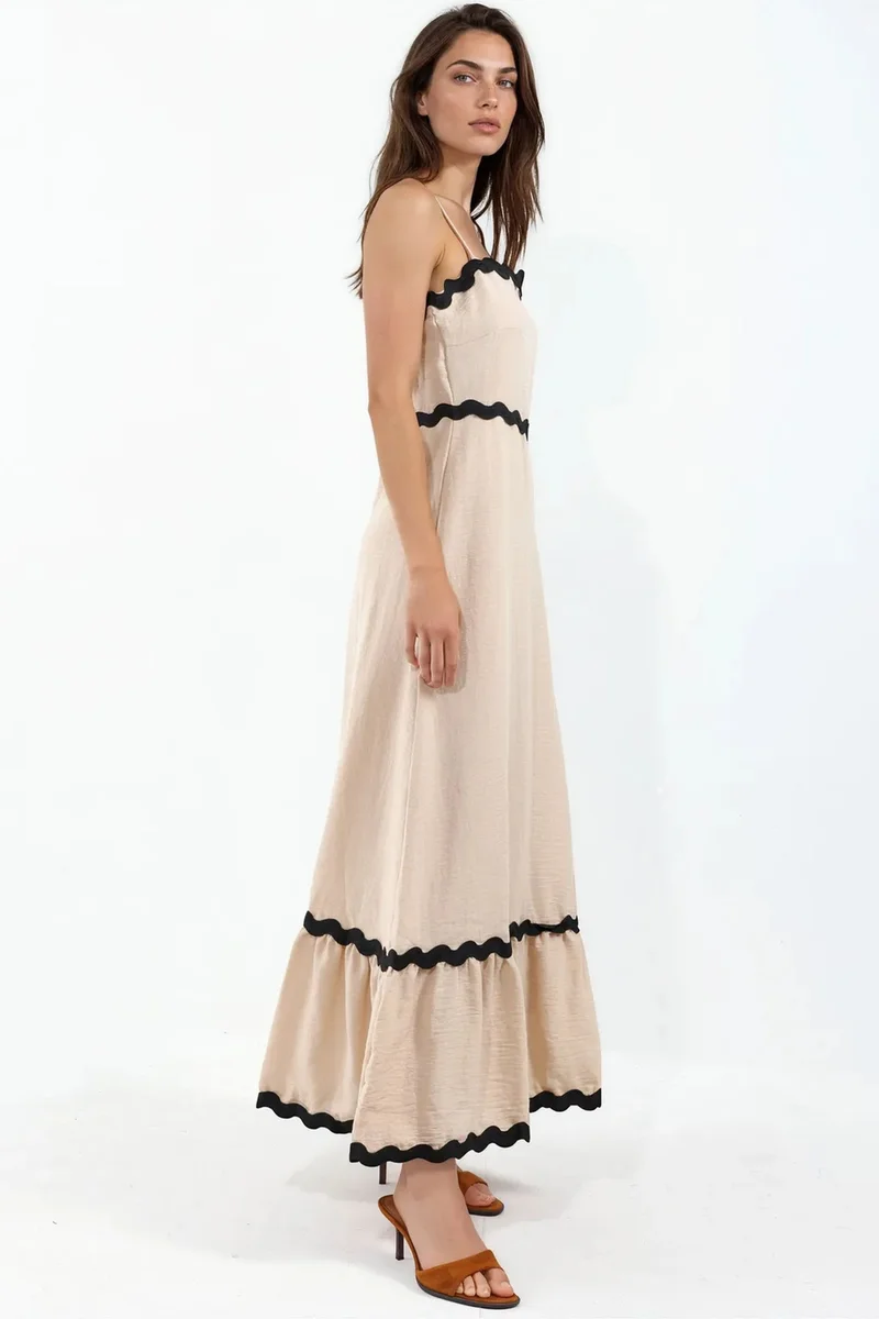 جينيفر Strapless Linen Maxi Dress