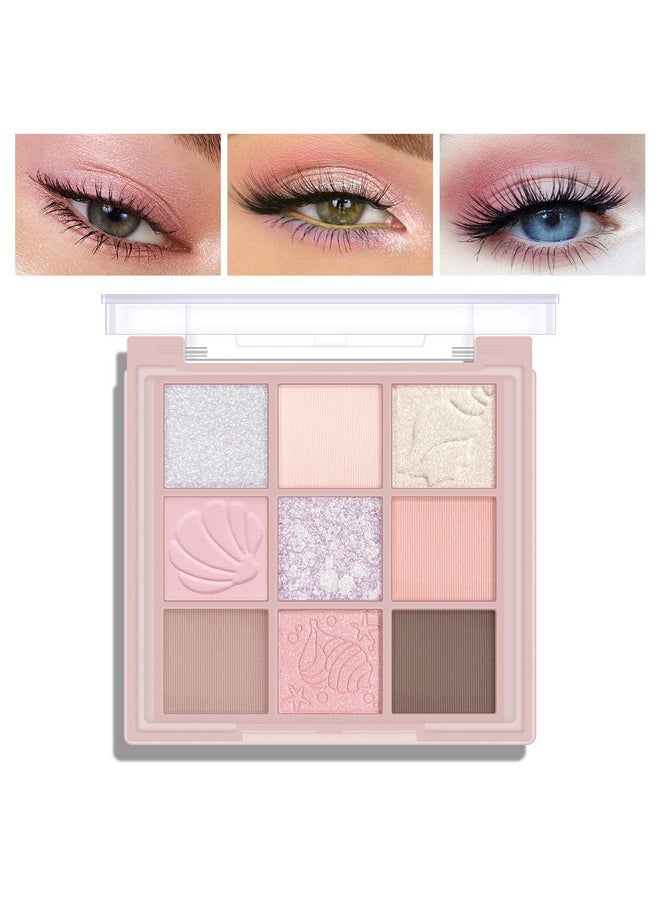 KYDA 9 Colors Warm Tone Eyeshadow Palette, Matte Light Purple Pink High Pigment Blendable Shades, Sparkling Powder Eyeshadow, Glitter Shimmer Eye Shadow, Daily Bright Eyes Makeup Palette  - Image 1