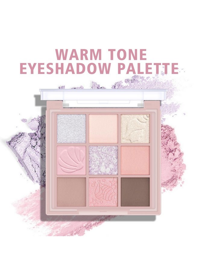 KYDA 9 Colors Warm Tone Eyeshadow Palette, Matte Light Purple Pink High Pigment Blendable Shades, Sparkling Powder Eyeshadow, Glitter Shimmer Eye Shadow, Daily Bright Eyes Makeup Palette  - Image 3