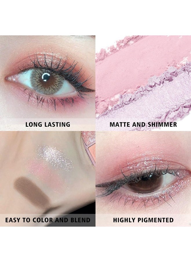 KYDA 9 Colors Warm Tone Eyeshadow Palette, Matte Light Purple Pink High Pigment Blendable Shades, Sparkling Powder Eyeshadow, Glitter Shimmer Eye Shadow, Daily Bright Eyes Makeup Palette  - Image 5