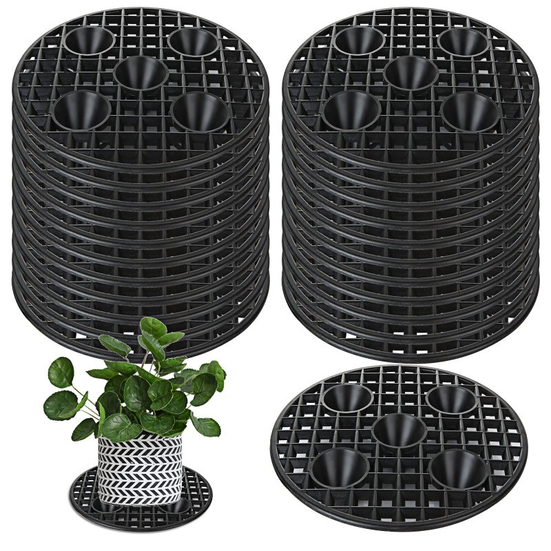 QTLCOHD QTLCOHD 24Pcs Plastic Plant Stands 8 Inch Black Plant Level Pot Elevator Patio  Deck Floor Protector for Indoor Outdoor Garden Flower Potted Plants 