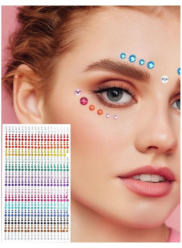 900 قطعة ملصقات تاتو الوجة والجسم من حجر الراين ذاتية اللصق احجار كريستالية لامعة مناسبة لتزيين الوجه والجسم والأظافر - Image 3