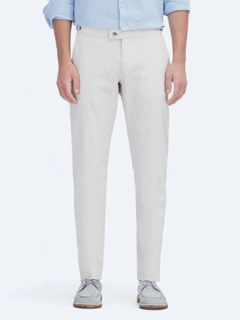 Kip Beige Weaving Fitted Fit Smart Casual Cotton Blended Trousers