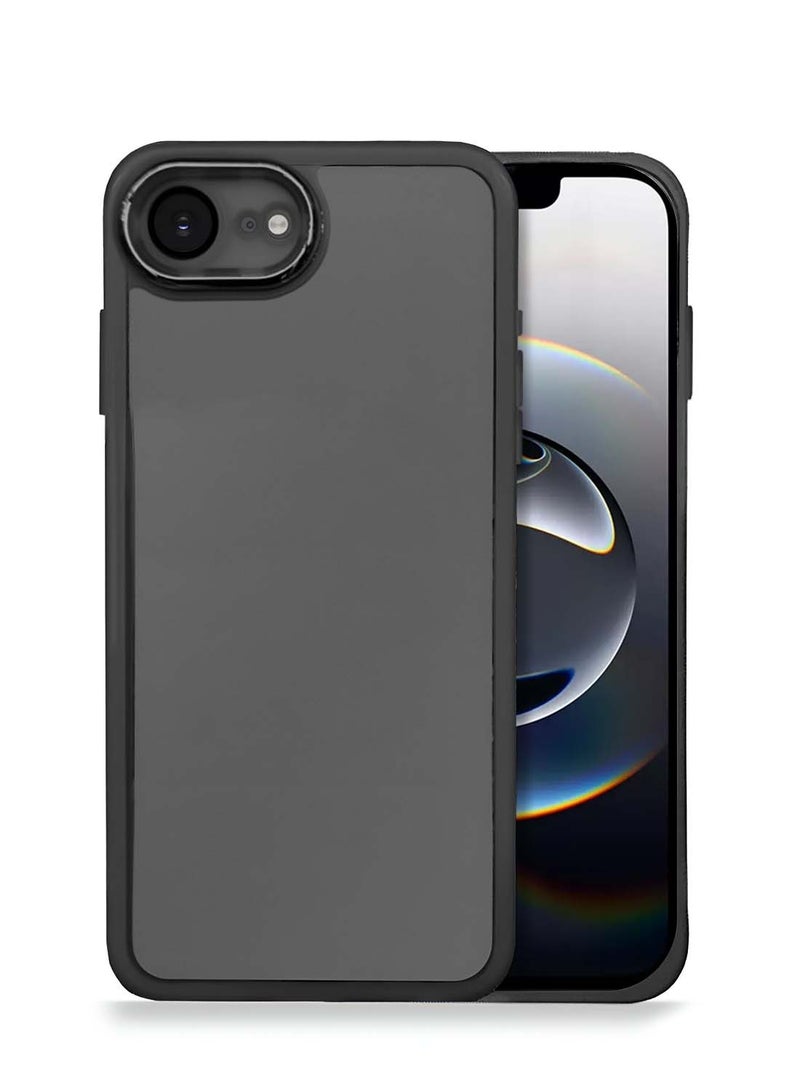 Wtech Apple iPhone 16e 5G 2025 Soft Transparent TPU Silicone Ultra Thin Phone Stylish Electroplated Camera Border Back Case Cover - Black