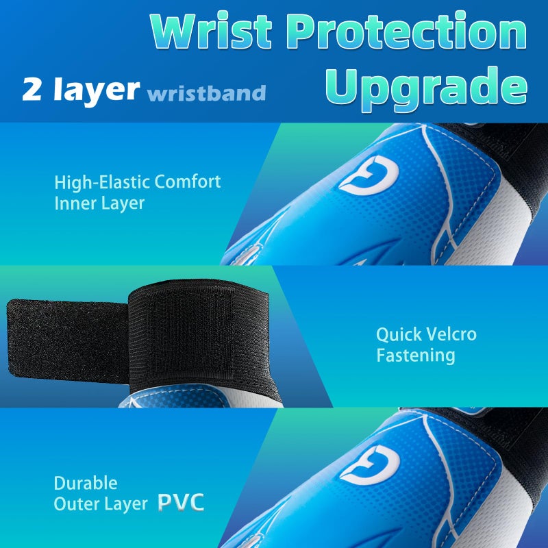 Clbort Soccer Goalie Gloves Youth Kids, Goalkeeper Gloves with Super Grip Palms, Anti-Slip Soccer Gloves, Double Wrist Protection - Image 3