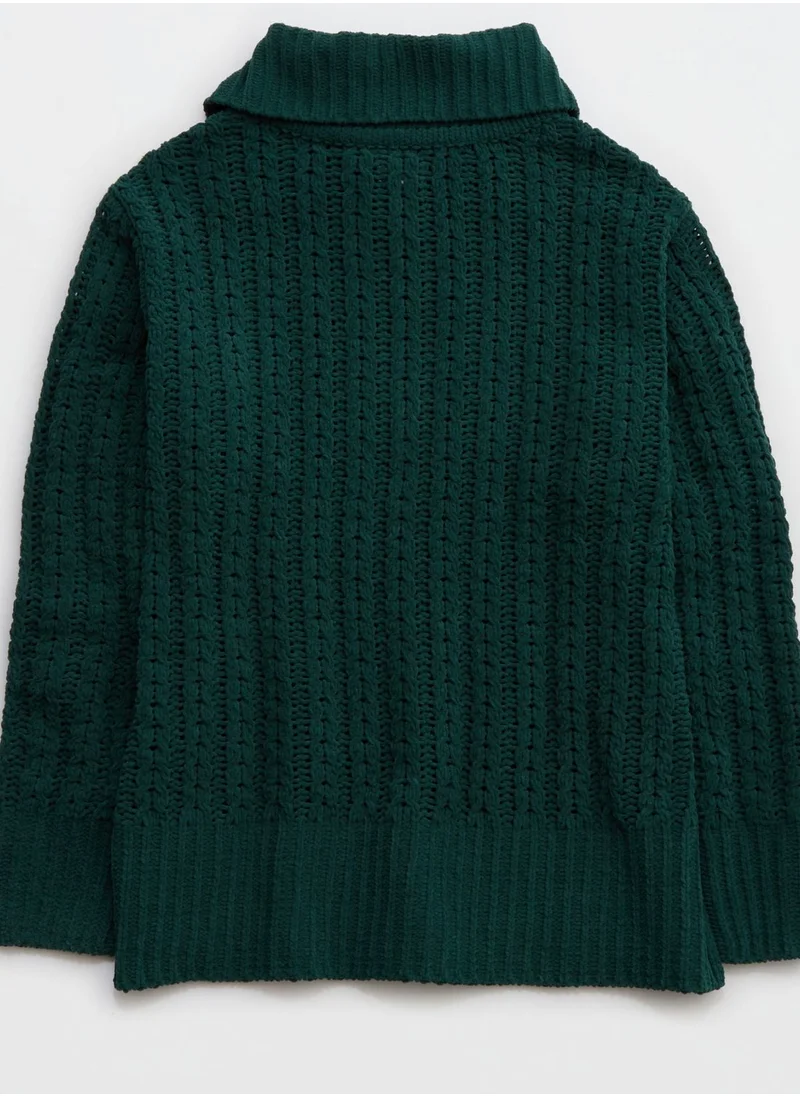 Aerie Quarter Zip Braided Knitted Sweater