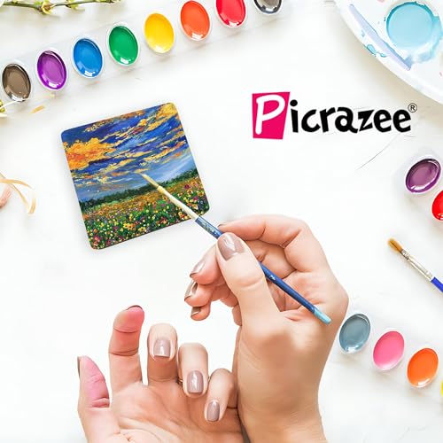 PICRAZEE 12 Square MDF Wooden Plates Coasters for DIY Craft, Mandala Art, Resin Art, Painting, Decoration Craft Kit Size 3.5"x3.5" (SC35_12) - Image 4
