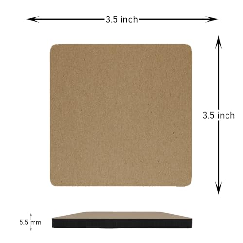 PICRAZEE 12 Square MDF Wooden Plates Coasters for DIY Craft, Mandala Art, Resin Art, Painting, Decoration Craft Kit Size 3.5"x3.5" (SC35_12) - Image 3