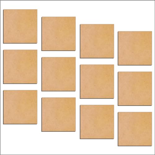 PICRAZEE 12 Square MDF Wooden Plates Coasters for DIY Craft, Mandala Art, Resin Art, Painting, Decoration Craft Kit Size 3.5"x3.5" (SC35_12) - Image 2