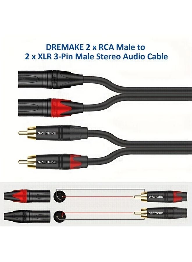 Dual XLR to Dual RCA Audio Cable 3FT Black Oxygen Free Copper for Microphone Mixer - Image 5