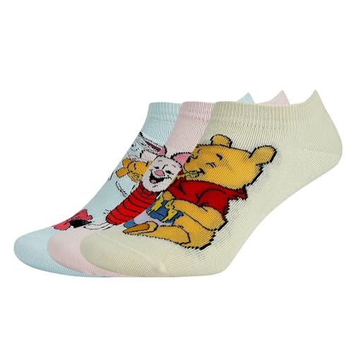 BALENZIA SocksXpress Disney Winnie the Pooh Character Lowcut/Ankle socks for Women (Pack of 3)(Free Size)| Made with Cotton & Spandex (Cream, Pink, Blue) - Image 2