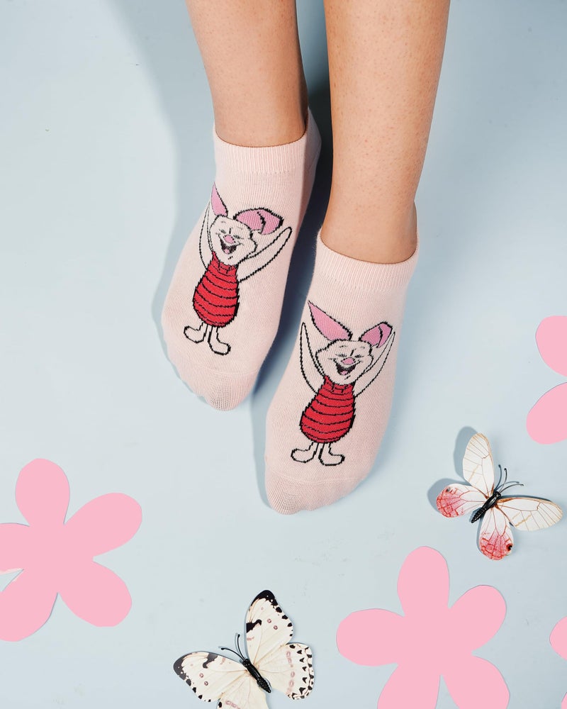 BALENZIA SocksXpress Disney Winnie the Pooh Character Lowcut/Ankle socks for Women (Pack of 3)(Free Size)| Made with Cotton & Spandex (Cream, Pink, Blue) - Image 4