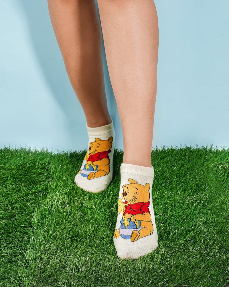 BALENZIA SocksXpress Disney Winnie the Pooh Character Lowcut/Ankle socks for Women (Pack of 3)(Free Size)| Made with Cotton & Spandex (Cream, Pink, Blue) - Image 3