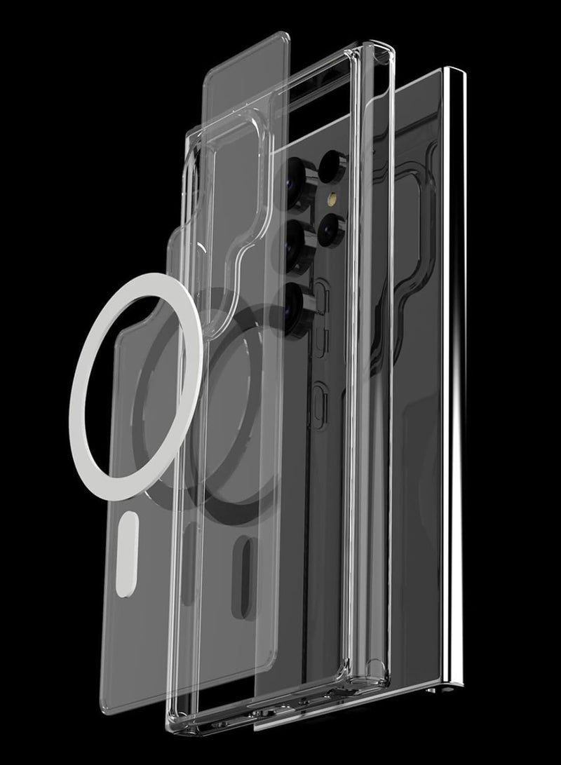 Samsung Galaxy S24 Ultra Clear Case with MagSafe Crystal Clear Slim Fit Thin Transparent TPU PC Rugged Bumper Cover Builtin Magnetic Ring - Image 3