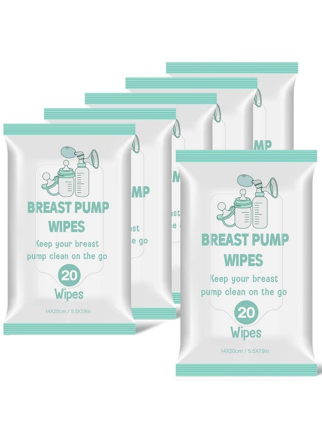 Threlaco مناديل مضخة الثدي ثريلاغو 6 عبوات 120 عدداً للتنظيف السريع وخالية من المهيجات قابلة لإعادة الإغلاق مناديل تنظيف مضخة الثدي المريحة لوازم الرضاعة الصحية (أخضر) - Image 1