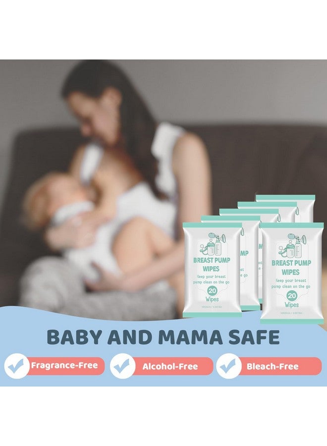 Threlaco مناديل مضخة الثدي ثريلاغو 6 عبوات 120 عدداً للتنظيف السريع وخالية من المهيجات قابلة لإعادة الإغلاق مناديل تنظيف مضخة الثدي المريحة لوازم الرضاعة الصحية (أخضر) - Image 3