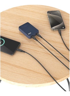 Remson Remson Revo Charge 10000mAh Mini Power Bank 20W Power Delivery Dual USB-C Output with Leather Exterior Design Compatible for iPhone Tablet Samsung - Blue  - Image 2