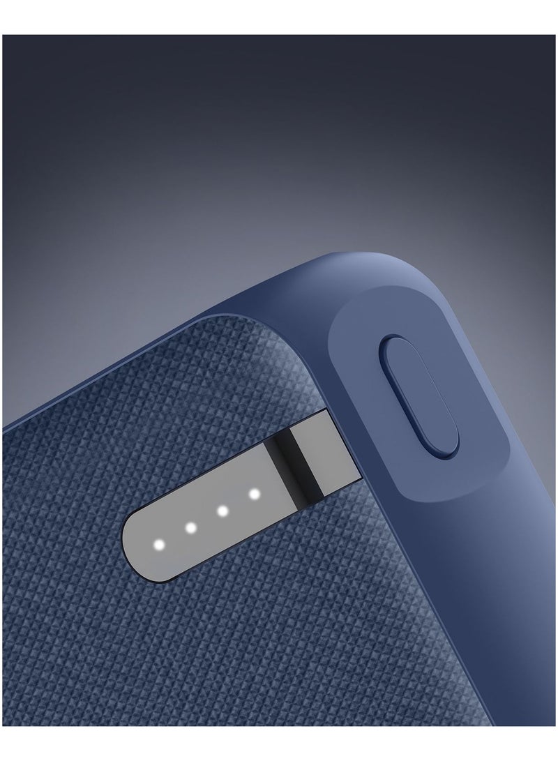 Remson Remson Revo Charge 10000mAh Mini Power Bank 20W Power Delivery Dual USB-C Output with Leather Exterior Design Compatible for iPhone Tablet Samsung - Blue  - Image 3