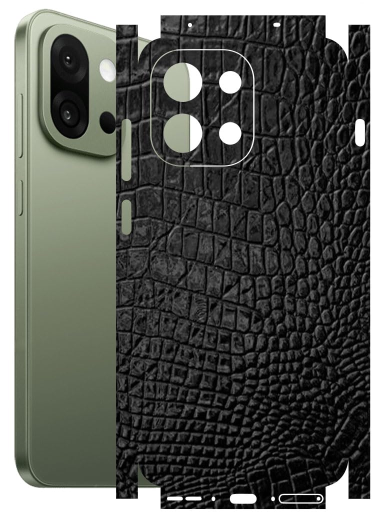 AtOdds - Full Body Back Screen Guard Protector Film - 3D Textured Lamination Wrap Skin Sticker for OnePlus 13s (5G) | Scratchproof Matte Finish (Design - Black Crocodile) - Image 1
