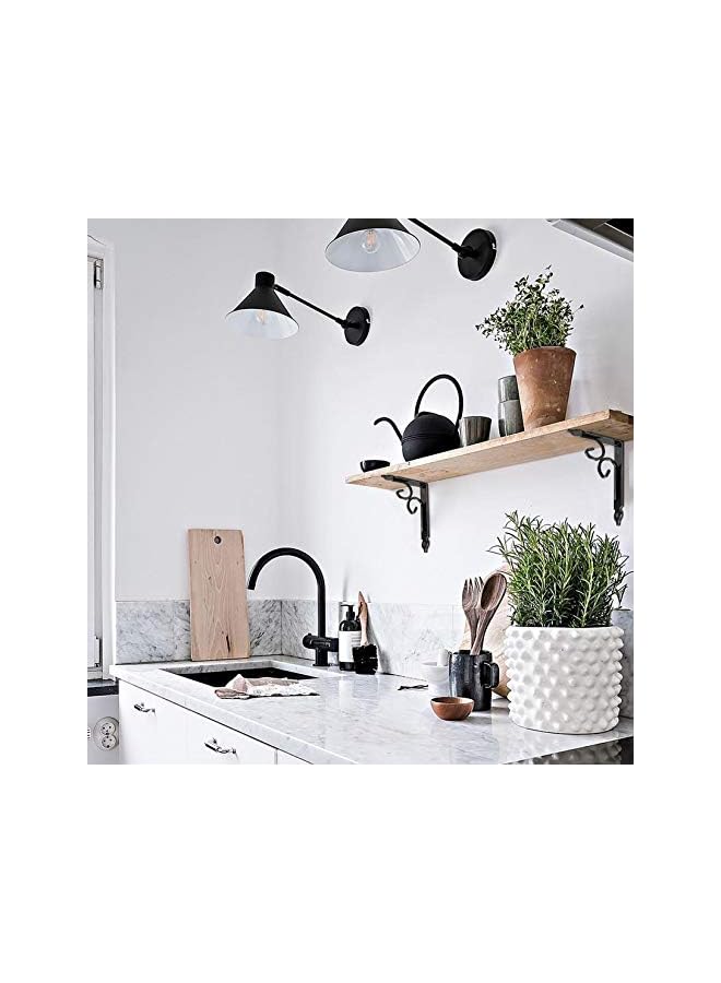 The Bros Floating Shelf Brackets, Decorative Shelf Brackets and Supports, Rustic Shelves Brackets Heavy Duty Steel, Wall Corner Shelving Brackets, Joint Right Angle Corner Brace with Screw - 2 Pairs/Black  - Image 5