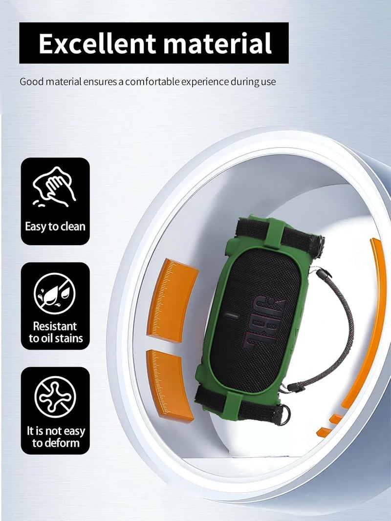WUNIAK Silicone Case for JBL Charge 6 Waterproof Portable Speakerr,Full Protective Cover for Anti-Scratch,Skin-Friendly Dirt and Shock Resistant,Green - Image 3