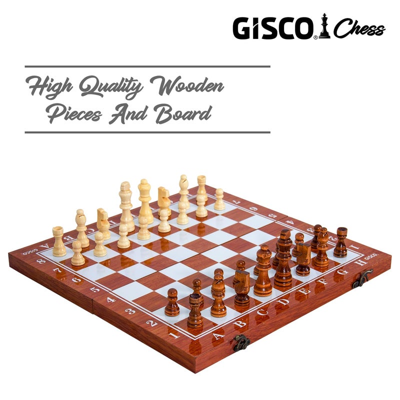 GISCO Wooden Non-Magnetic Handcrafted Foldable Chess Board Set with Wooden Pieces for Kids and Adults | Suitable for Travel | Indoor & Outdoor Board Games (15x15 inches Premium) - Image 2