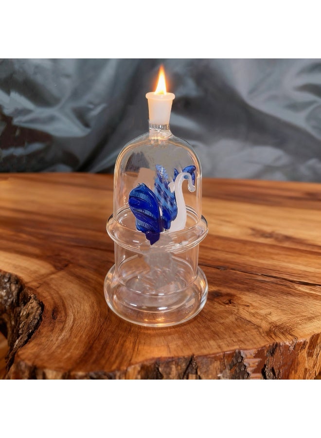 Premium Heat Resistant Glass Oil Lamp, Bottle Medical Grade for Long lasting Use  (Random Color)