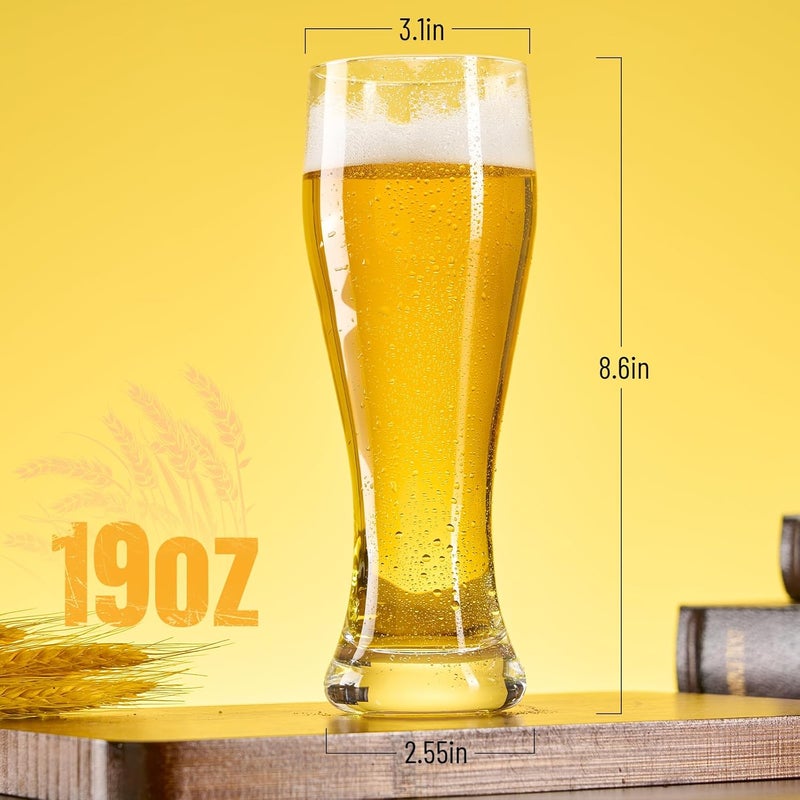 PARACITY Beer Glasses, Pint Glasses Set of 2, Pilsner Wheat Beer Glasses, Glasses Drinking Set, Glassware Gift for Men (19 oz) - Image 2