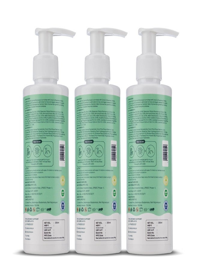 CAMISTA Hair Fall Control Shampoo with Onion, Rosemary, Bhringraj, Thuja, Jujube & Argan Oil For Promotes Hair Growth | Reduces Up to 90% Hair Fall | Sulfate Free l All Hair Types- 200ml (Pack of 3) - Image 5