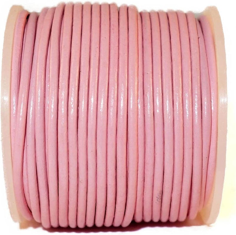 cords craft 2mm Round Leather Cord for Jewelry Making Bracelets Beading Work Hobby, and DIY Craft (Regular Shiny Baby Pink, 21.87 Yards) | Round Leather String - Image 3